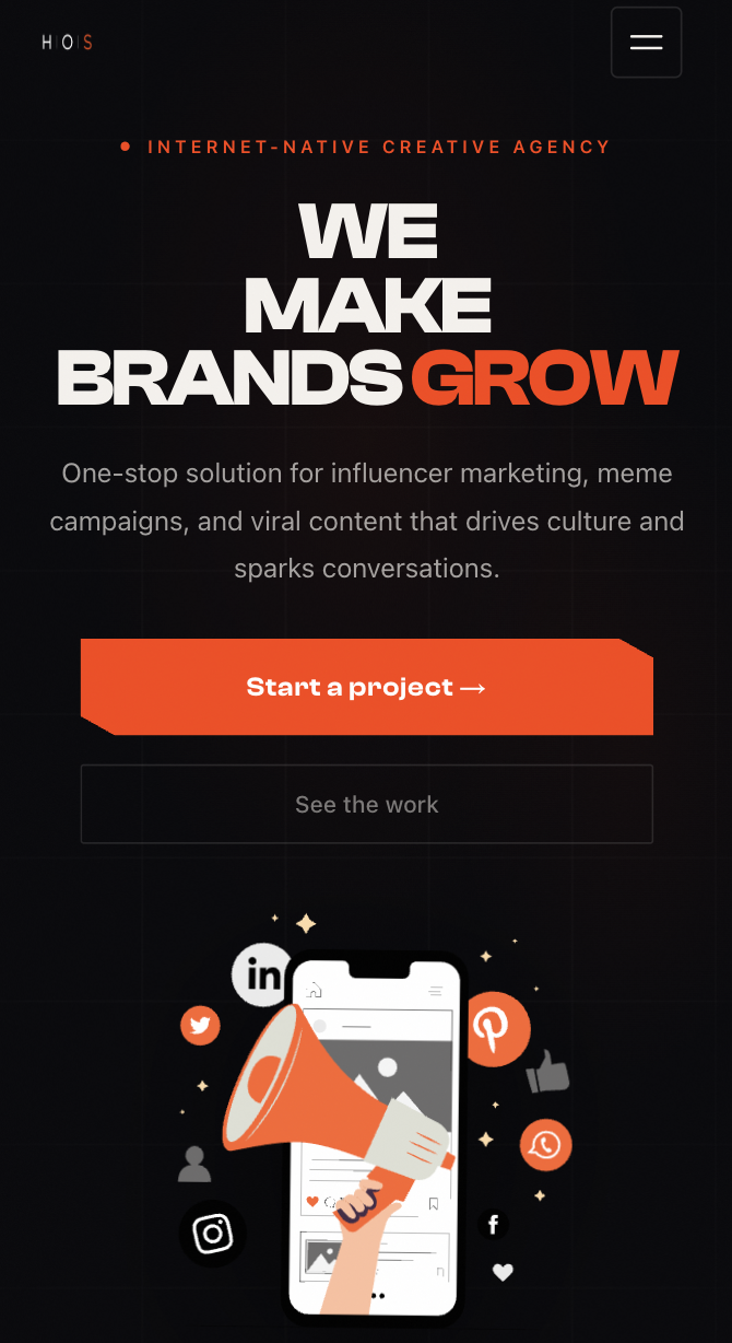 House Of Social website mobile view designed and engineered by CrestBytes