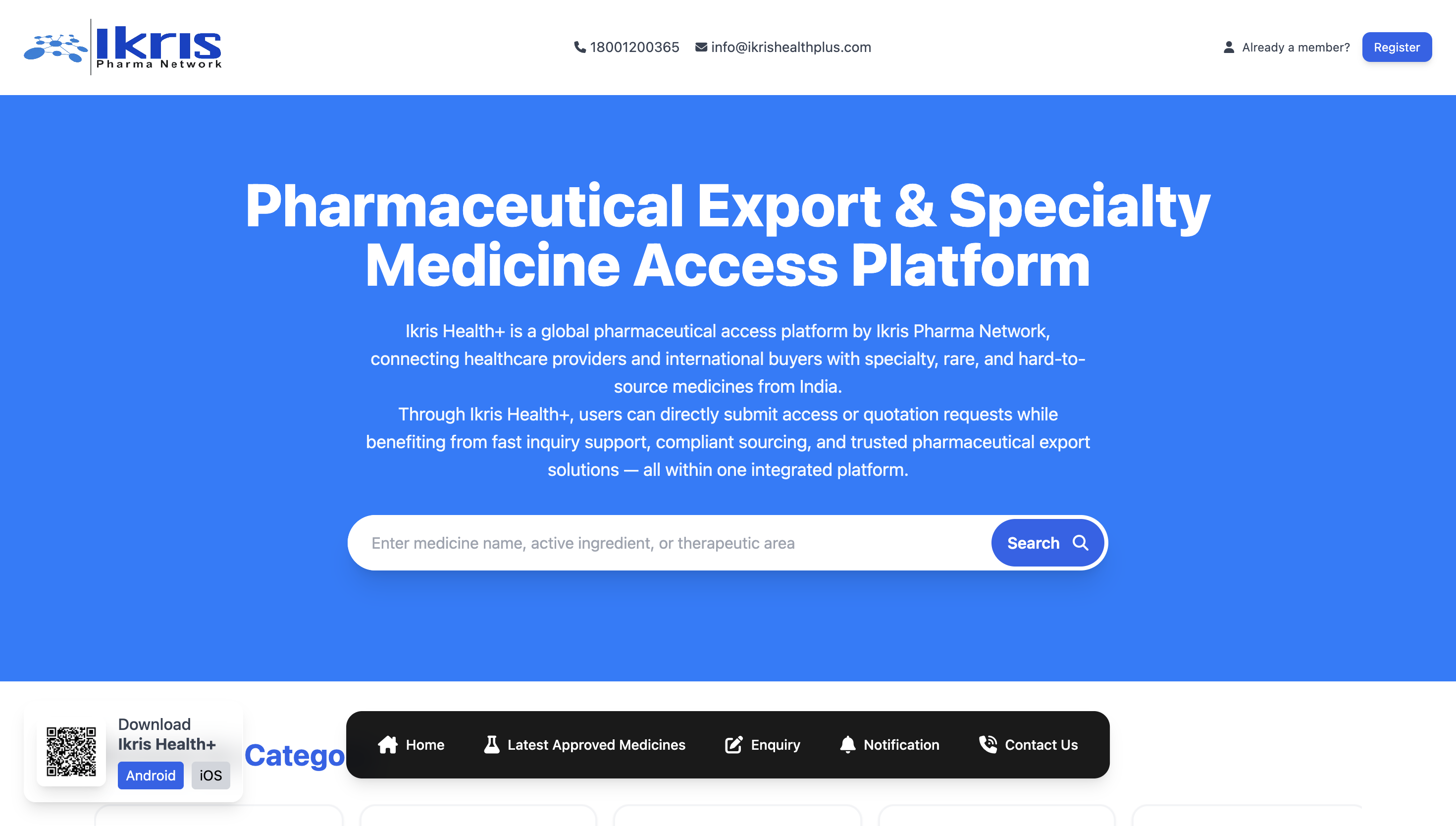 Ikris Health+ pharmaceutical access platform desktop interface built by CrestBytes