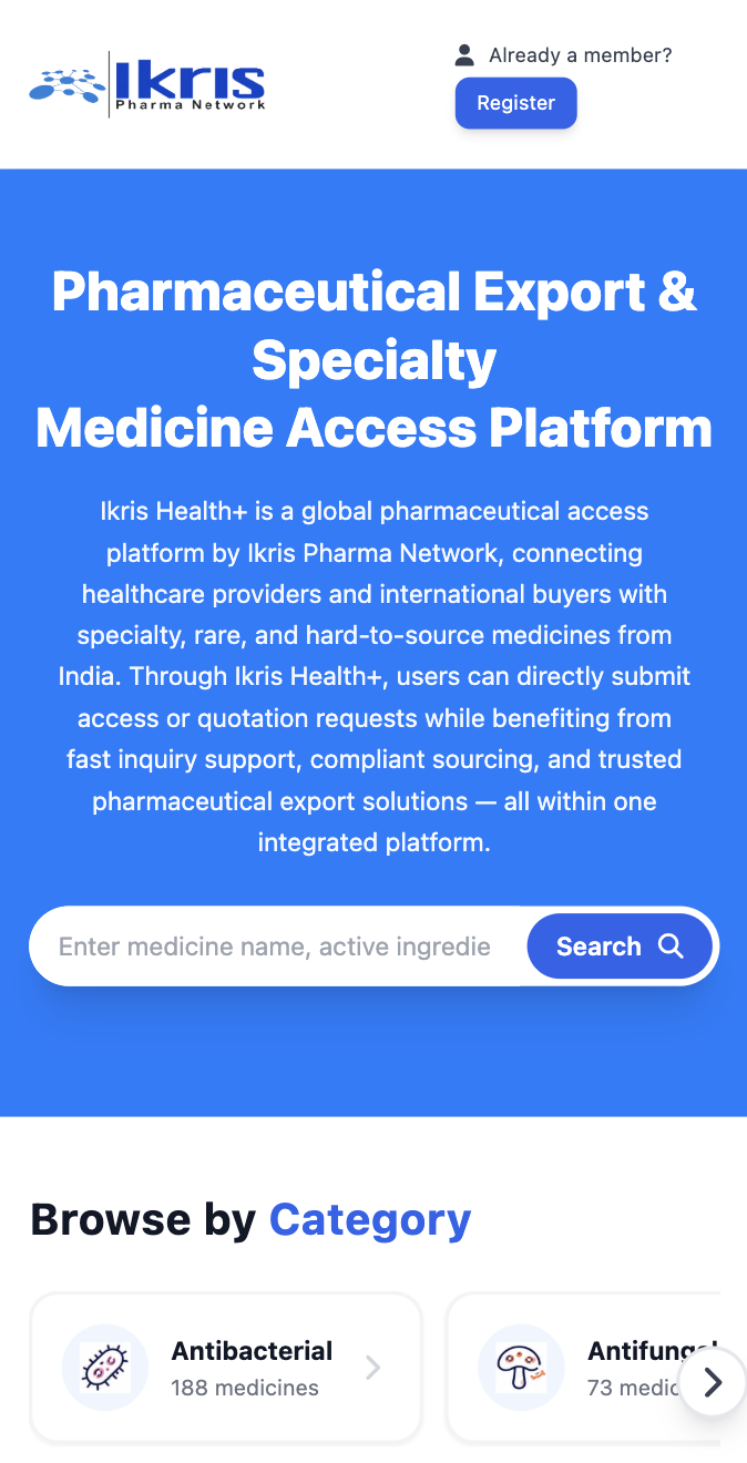 Ikris Health+ platform mobile interface built by CrestBytes